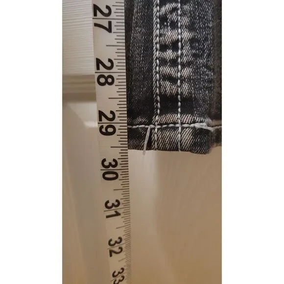 Love SOHO Acid-Wash Black Low-Rise Faux Diamond Studded Flare Jeans Small - Picture 3 of 8